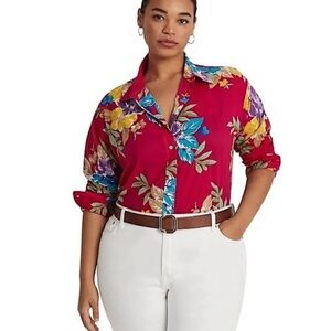 RALPH LAUREN Floral Cotton Voile Shirt 3X